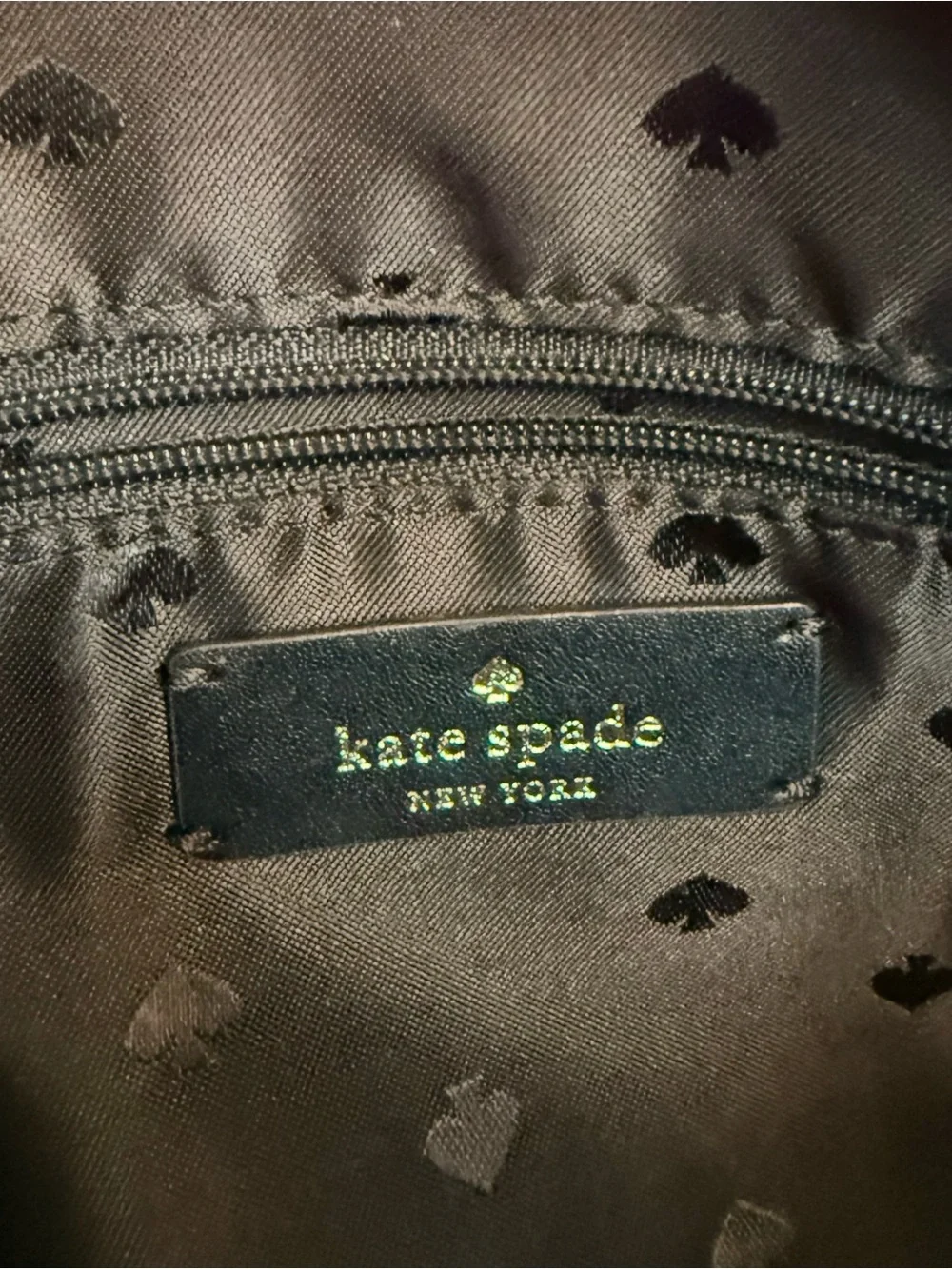 kate spade Black Leather Tote with White Bow Charm
